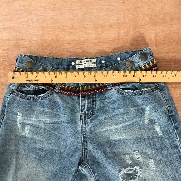 One Teaspoon Awesome Baggies Jeans Women 26 Blue Medium Rise Aztec Metal Accent - Picture 9 of 13
